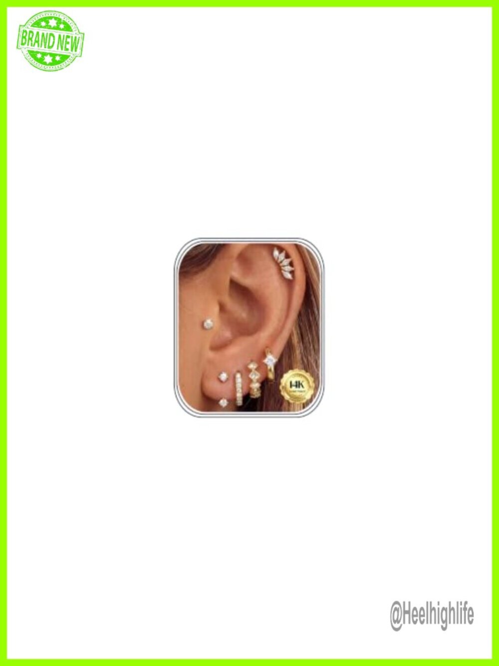 Sterling Silver Huggie Hoop Stud Earrings 14K Gold Plated Set
